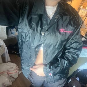 Champion Women's Shiny Black Bomber Jacket